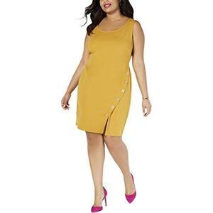 Love Squared Plus Size Side Button Sleeveless Shift Dress
